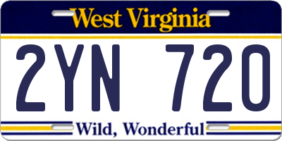 WV license plate 2YN720