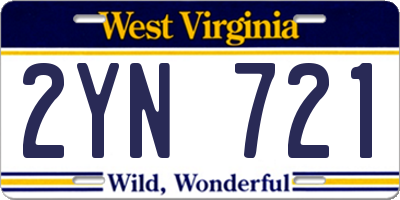 WV license plate 2YN721