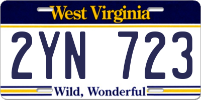 WV license plate 2YN723