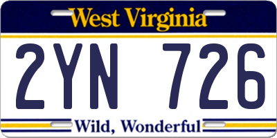 WV license plate 2YN726