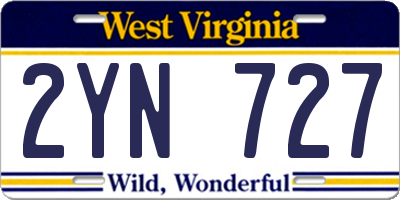 WV license plate 2YN727