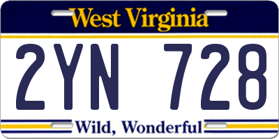 WV license plate 2YN728