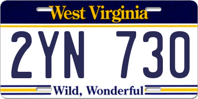 WV license plate 2YN730