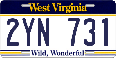 WV license plate 2YN731