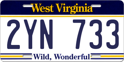 WV license plate 2YN733