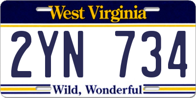 WV license plate 2YN734