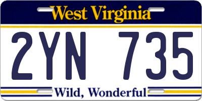 WV license plate 2YN735