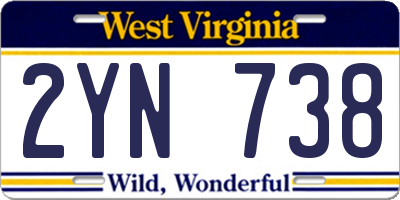 WV license plate 2YN738