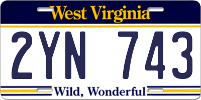 WV license plate 2YN743
