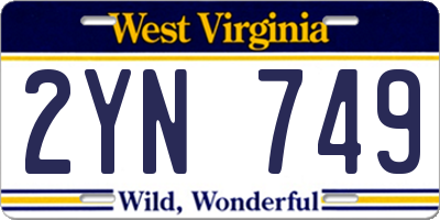 WV license plate 2YN749