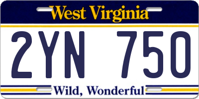 WV license plate 2YN750