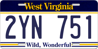 WV license plate 2YN751