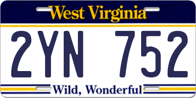 WV license plate 2YN752