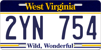 WV license plate 2YN754