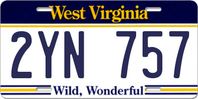 WV license plate 2YN757