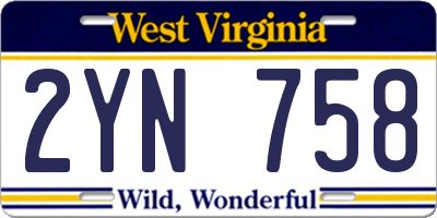 WV license plate 2YN758