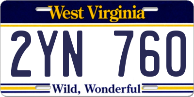 WV license plate 2YN760