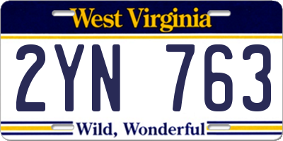 WV license plate 2YN763