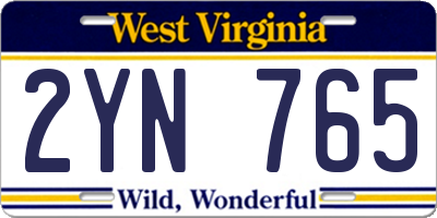 WV license plate 2YN765