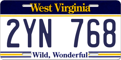 WV license plate 2YN768