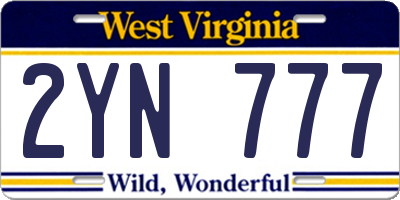 WV license plate 2YN777