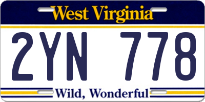 WV license plate 2YN778