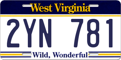 WV license plate 2YN781