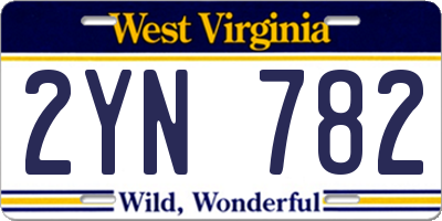 WV license plate 2YN782