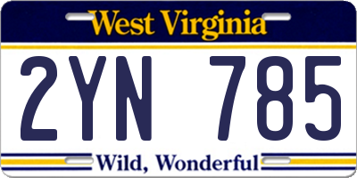 WV license plate 2YN785