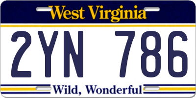 WV license plate 2YN786
