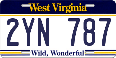 WV license plate 2YN787