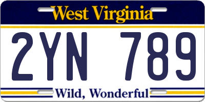WV license plate 2YN789