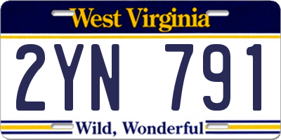 WV license plate 2YN791