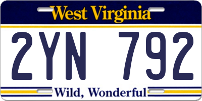 WV license plate 2YN792