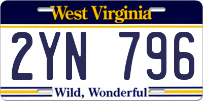WV license plate 2YN796