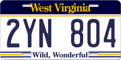WV license plate 2YN804