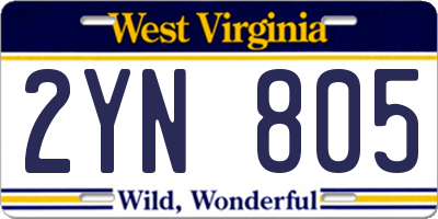 WV license plate 2YN805