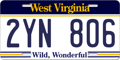 WV license plate 2YN806