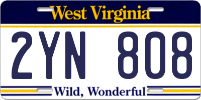 WV license plate 2YN808