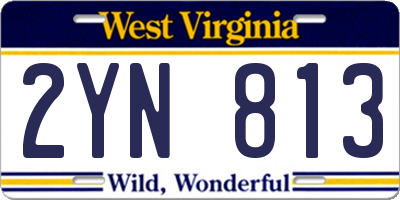 WV license plate 2YN813