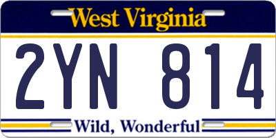 WV license plate 2YN814