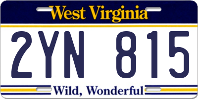 WV license plate 2YN815