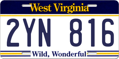 WV license plate 2YN816