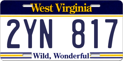 WV license plate 2YN817