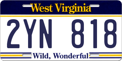 WV license plate 2YN818