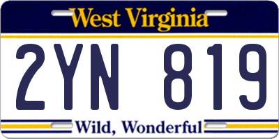 WV license plate 2YN819