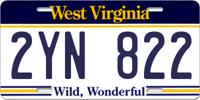 WV license plate 2YN822