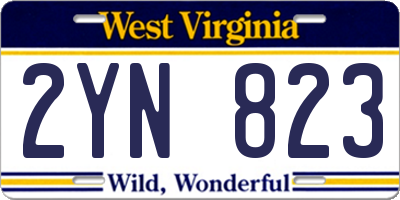 WV license plate 2YN823