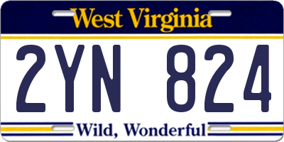 WV license plate 2YN824