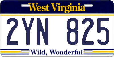 WV license plate 2YN825